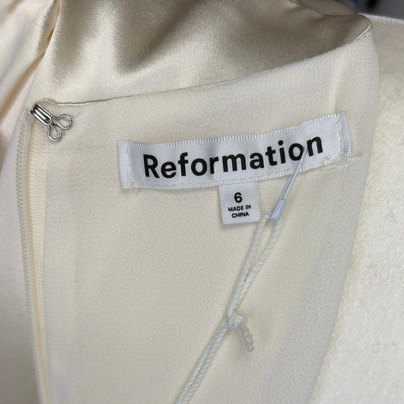 Reformation Delphi Ivory Silk Satin Twist Front High Slit Maxi Wedding Gown NWT - Picture 10 of 10